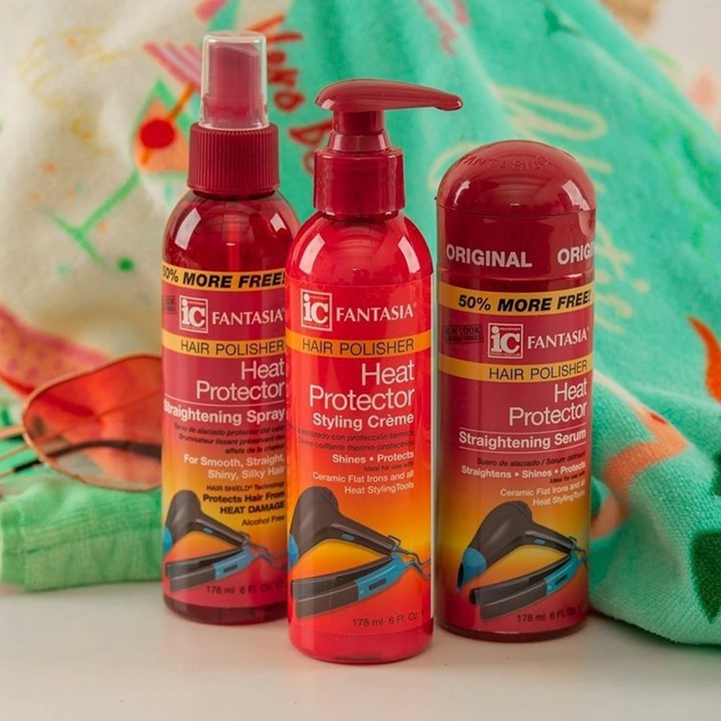 Fantasia IC Hair Polisher Heat Protector Straightening Spray 6oz - Shields from Heat, Reduces Frizz, Smooths Hair