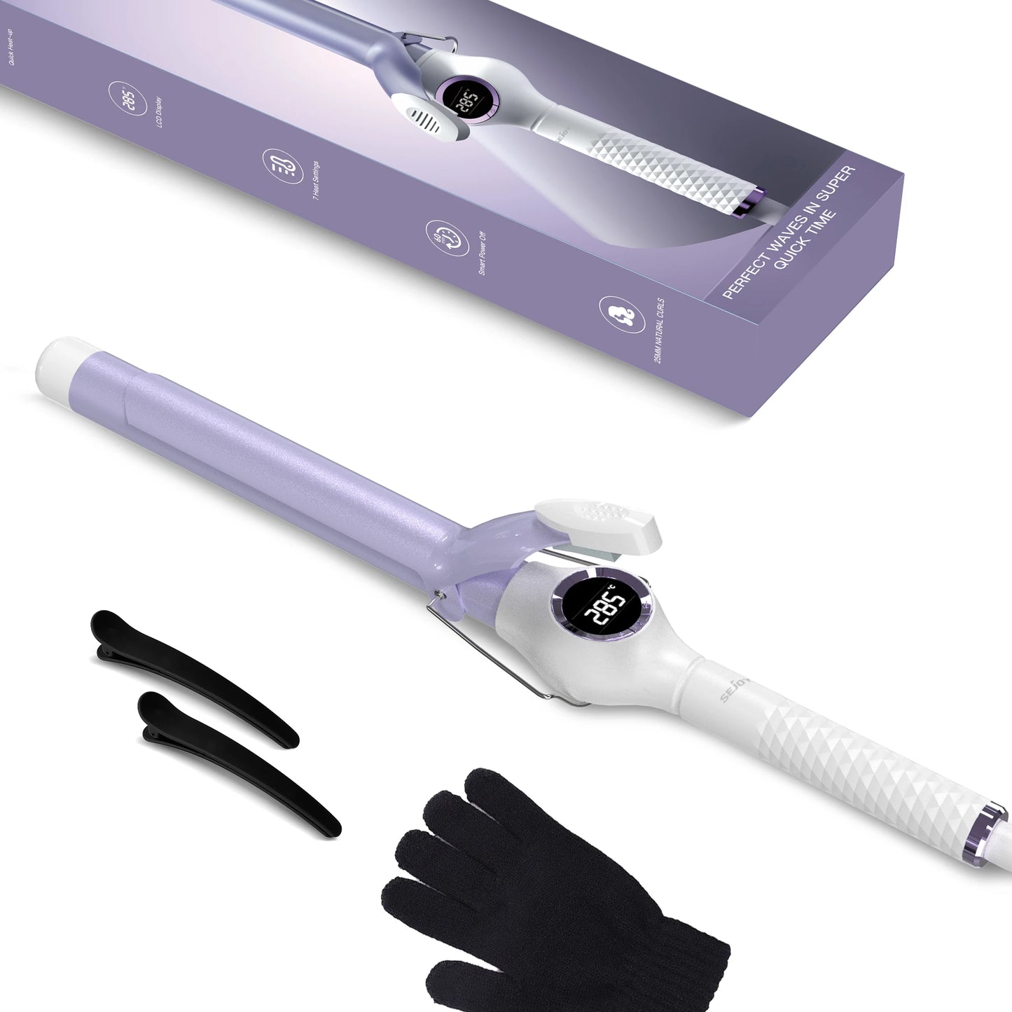 SEJOY Electric Hair Curling Wand 1 inch Automatic Rotating Curling Iron for Professional Big Waves and Inward Curls 110-240V