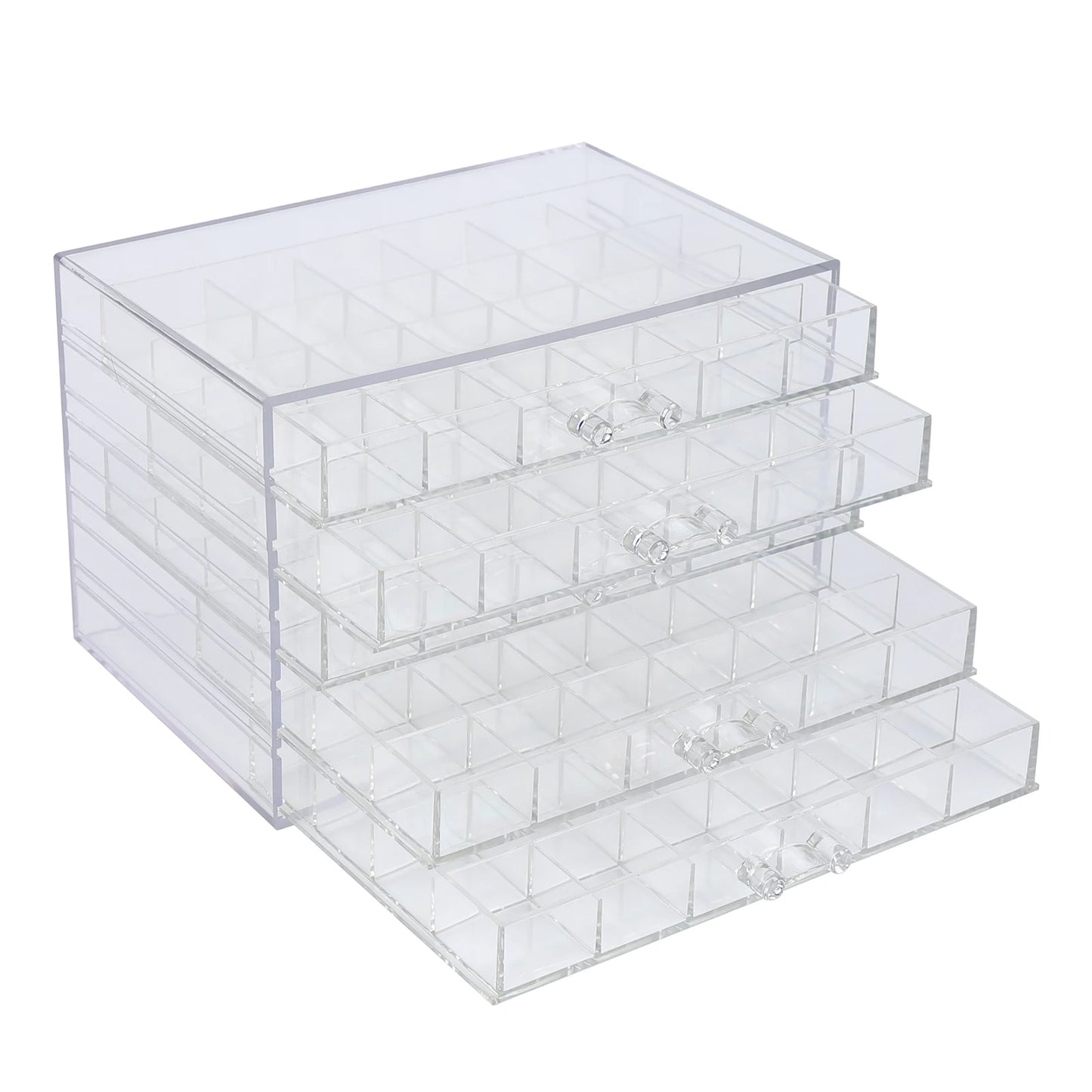 120 Grids Acrylic Nail Art Display Tray Cosmetics Beads Storage Box Clear Box