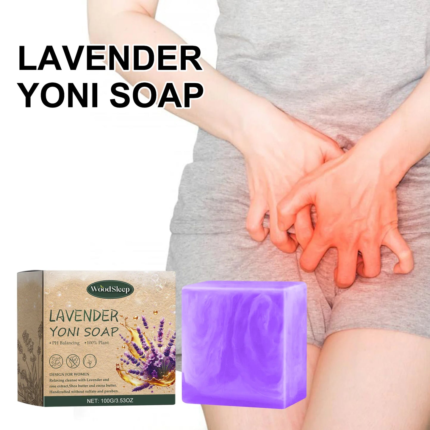 Lavender Yoni Soap Relieves Eliminate Unpleasant Odors Cleansing Moisturizing Oil Control 100g Lavender Flavored Body Care Soap
