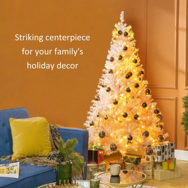 HOMCOM 6' Tall Prelit Christmas Tree Douglas Fir Artificial Christmas Tree with Realistic Branches, 250 Warm White LED Lights an