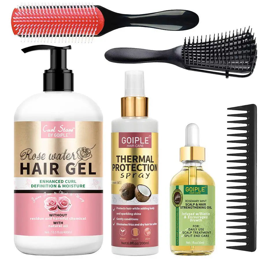 Thermal Protectant Spray Hair Growth Oil Heat Protector Serum Moisturizing Essence Conditioner Spray Satin Bonnet Detangler Comb