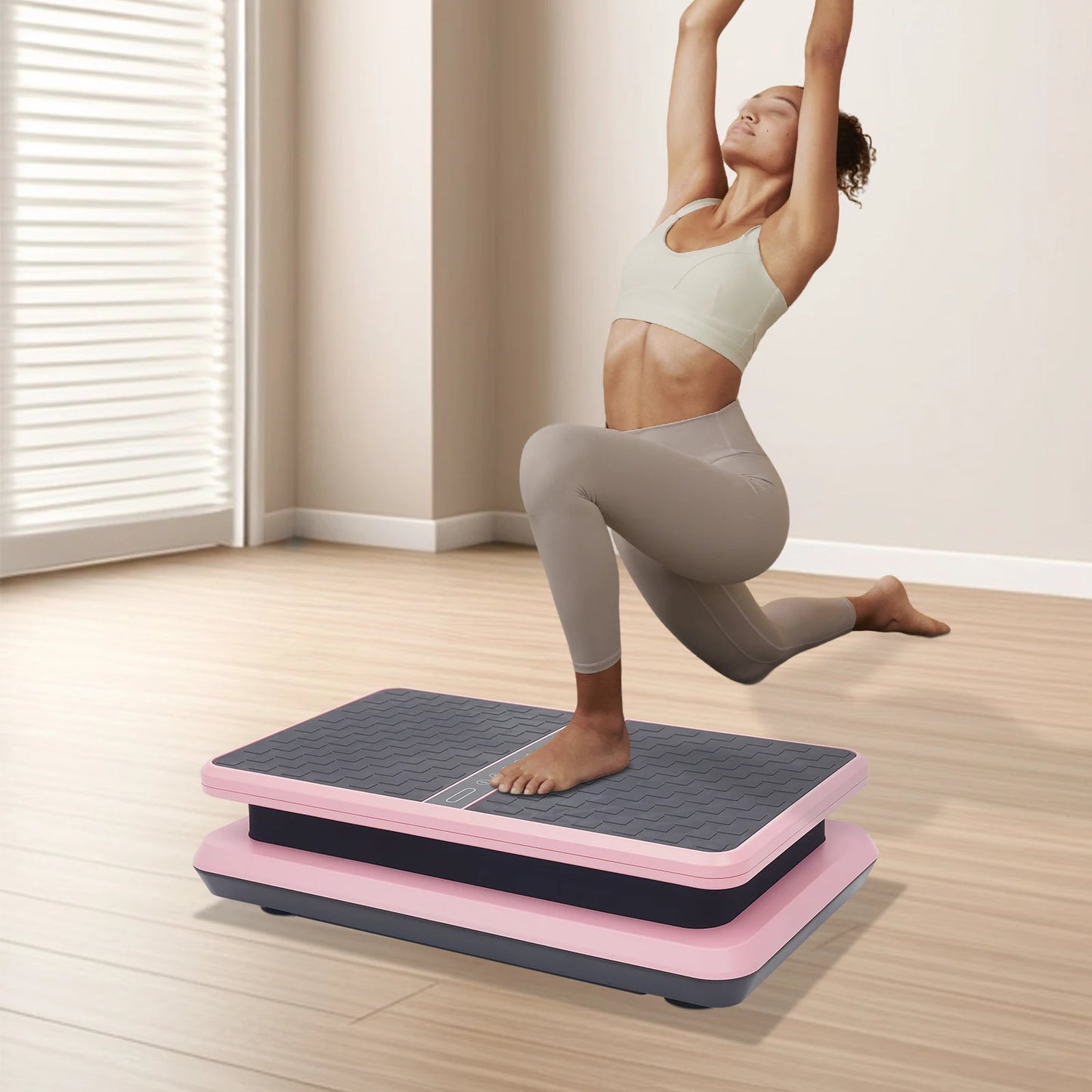 Vertical Vibration Plate Machine 330LBS Capacity Whole Body Workout Fitness Equipment w/ Remote Control & Resistance Bands