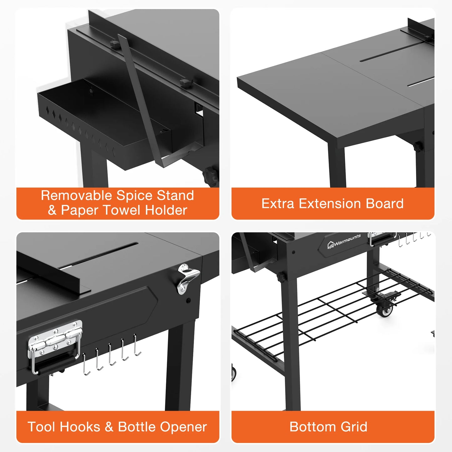 Portable BBQ Cart BBQ Table with Multiple Functions For Outdoor Garden Picnic Camping