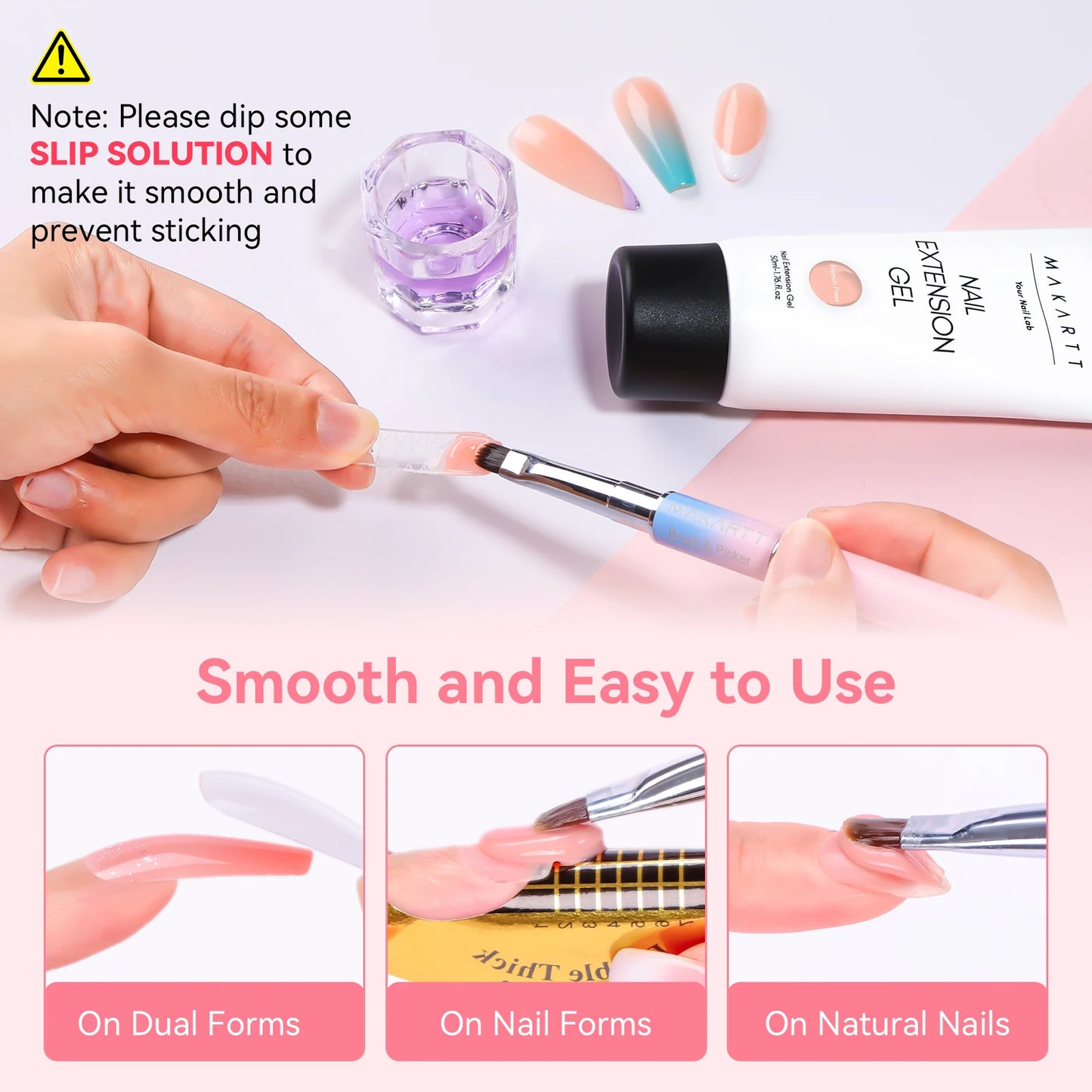 Makartt Poly Nail Gel Kit: 6 Nude Colors Solid Builder 15ML for Extension Enhancement Set with Slip Solution Base Top Coat Dual