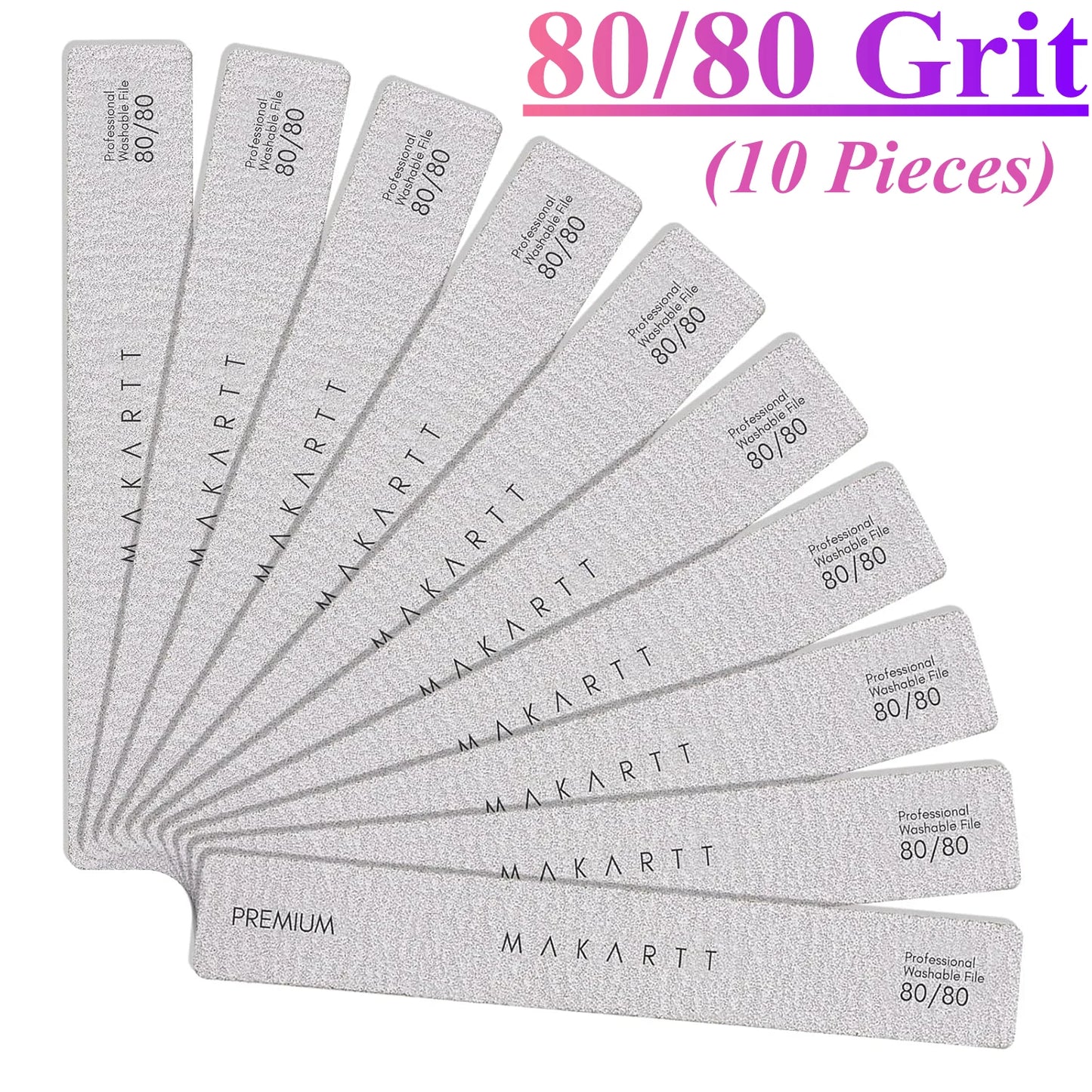 Makartt Nail File 100/180 Grit Emery Boards for Nails, 10Pcs Doubled Sides Coarse Fingernail Filer for Acrylic and Extension