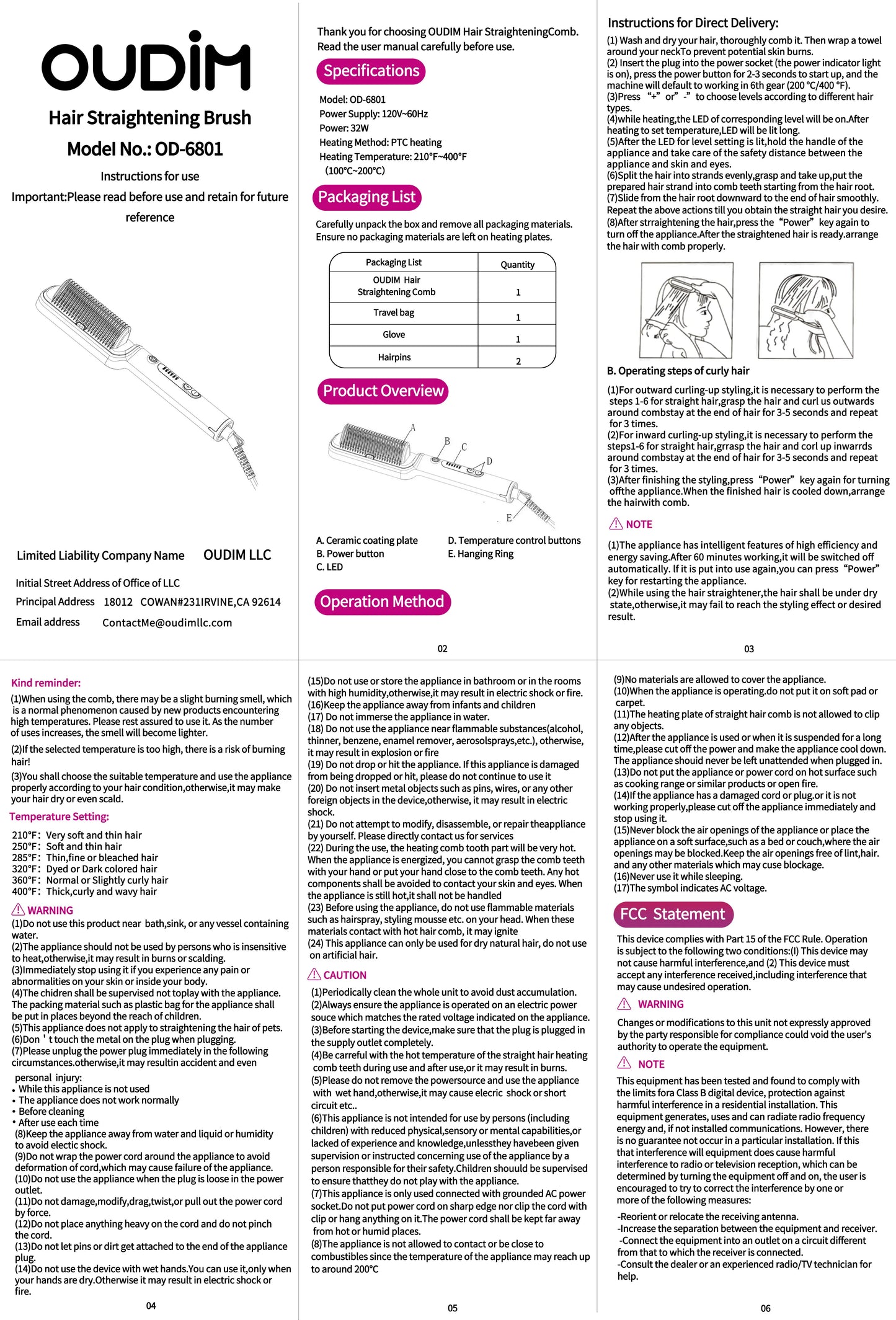 Hair Straightening Comb