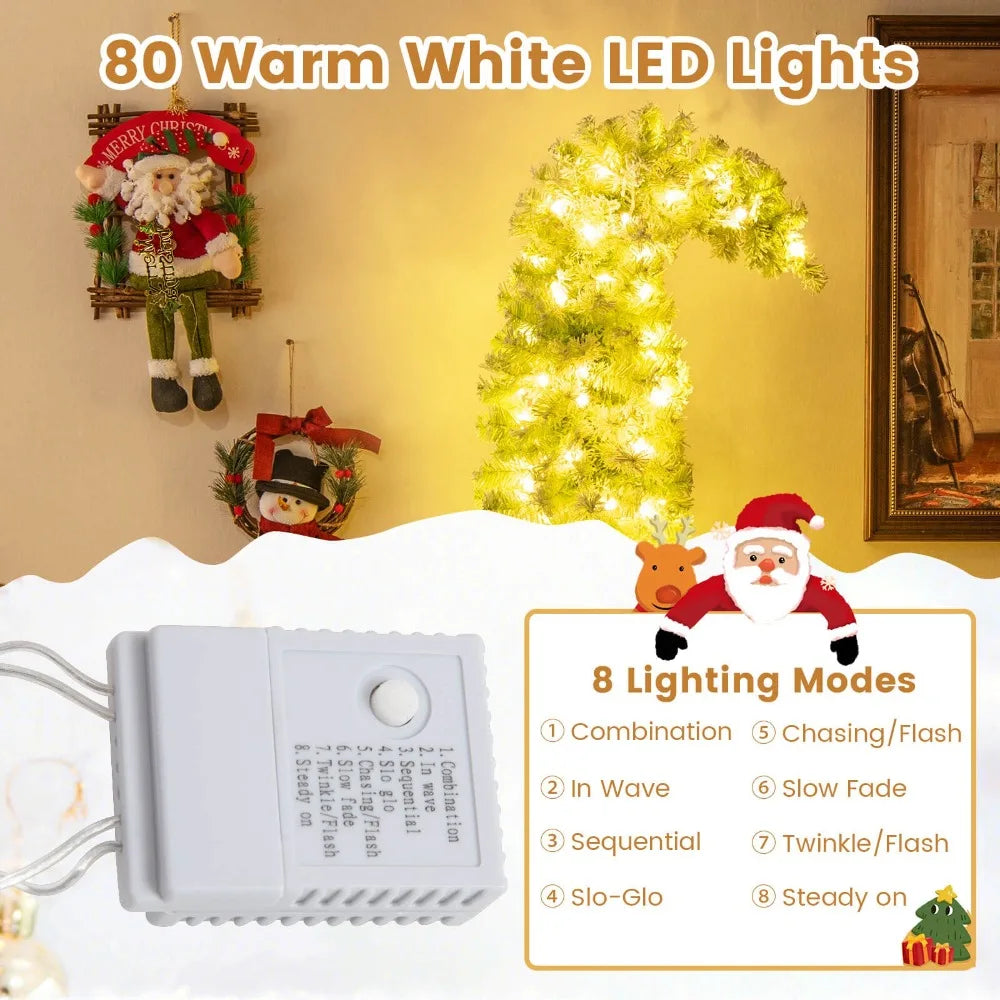 5 FT Whimsical Christmas Tree w/ Bendable Top, 216 Branch Tips, 80 LED Lights