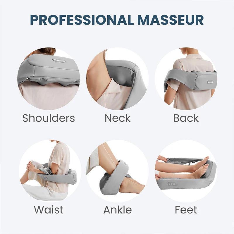 Shiatsu Neck and Shoulder Massager Heated Back Massager U Shape Deep Kneading Electric Massage Pillow For Neck Waist Leg Body