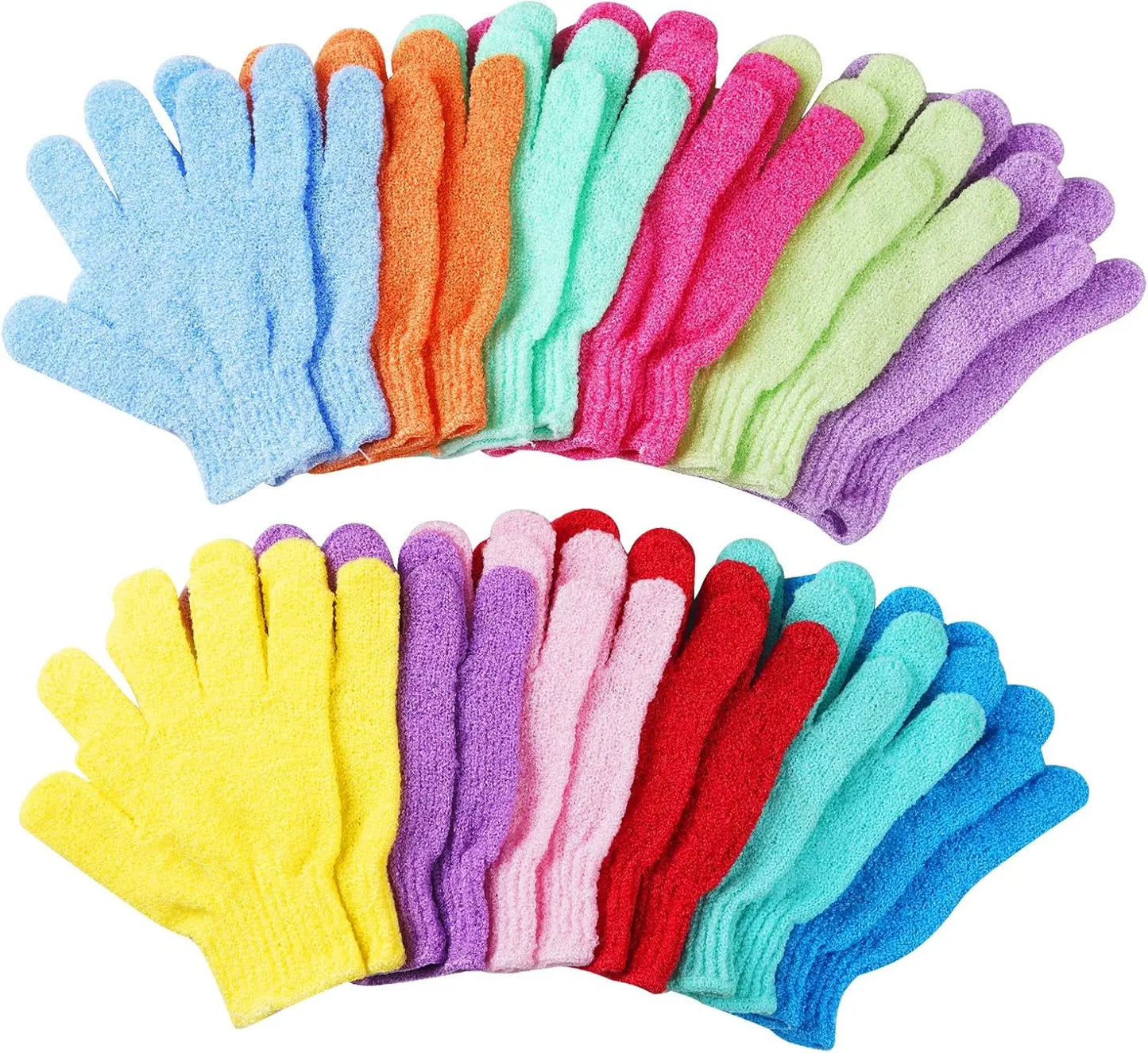 24 Pieces Exfoliating Bath Gloves, Beauty Spa Massage Skin Shower Gel Body Scrub Gloves with Loops - 12 Colors