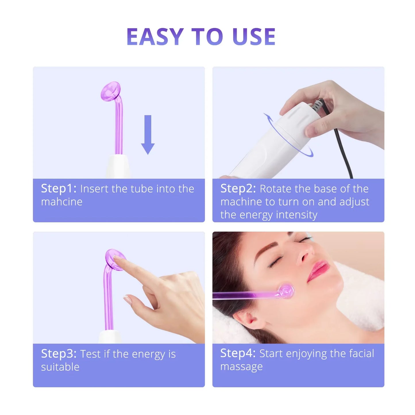 High Frequency Facial Machine Skin Spot Remover Portable Beauty Infrared Purple