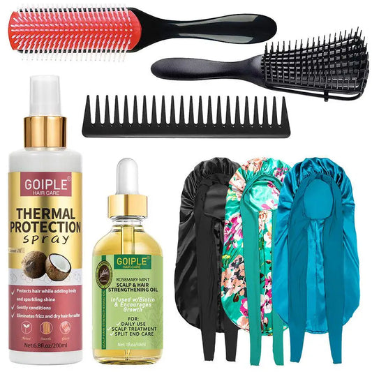 Thermal Protectant Spray Hair Growth Oil Heat Protector Serum Moisturizing Essence Conditioner Spray Satin Bonnet Detangler Comb
