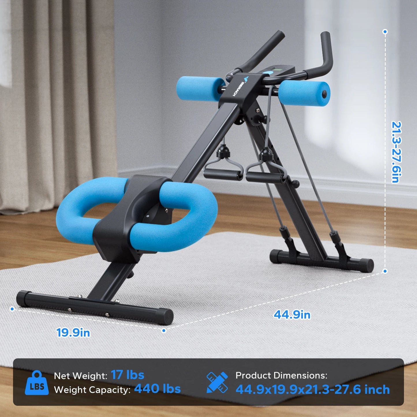 MERACH Ab Machine Adjustable Trainer Workout Foldable Knee Protection Abdominal Exercise Machine Core Ab Exercise System Trainer