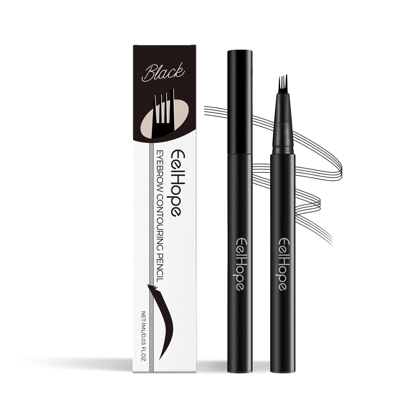 EELHOPE 4-Forks Eyebrow Pencil Natural Brown/Black Long-Lasting Waterproof Sweatproof Eye Makeup Beauty Eye Brow Pen Full Size