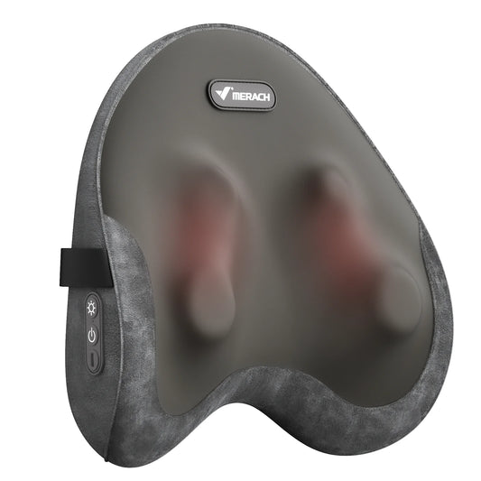 MERACH Back Massager Heated Support Pillow with 4 Shiatsu Massage Heads Memory Foam Cordless Use for Office Car or Home Chair