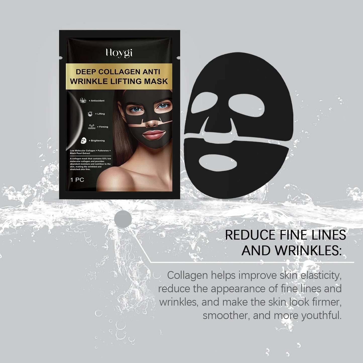 Hoygi 4pcs Collagen Face Mask Moisturizing Skincare Rejuvenation Pores Shrink Hydrating Facial Fade Fine Lines Nourish Face Mask