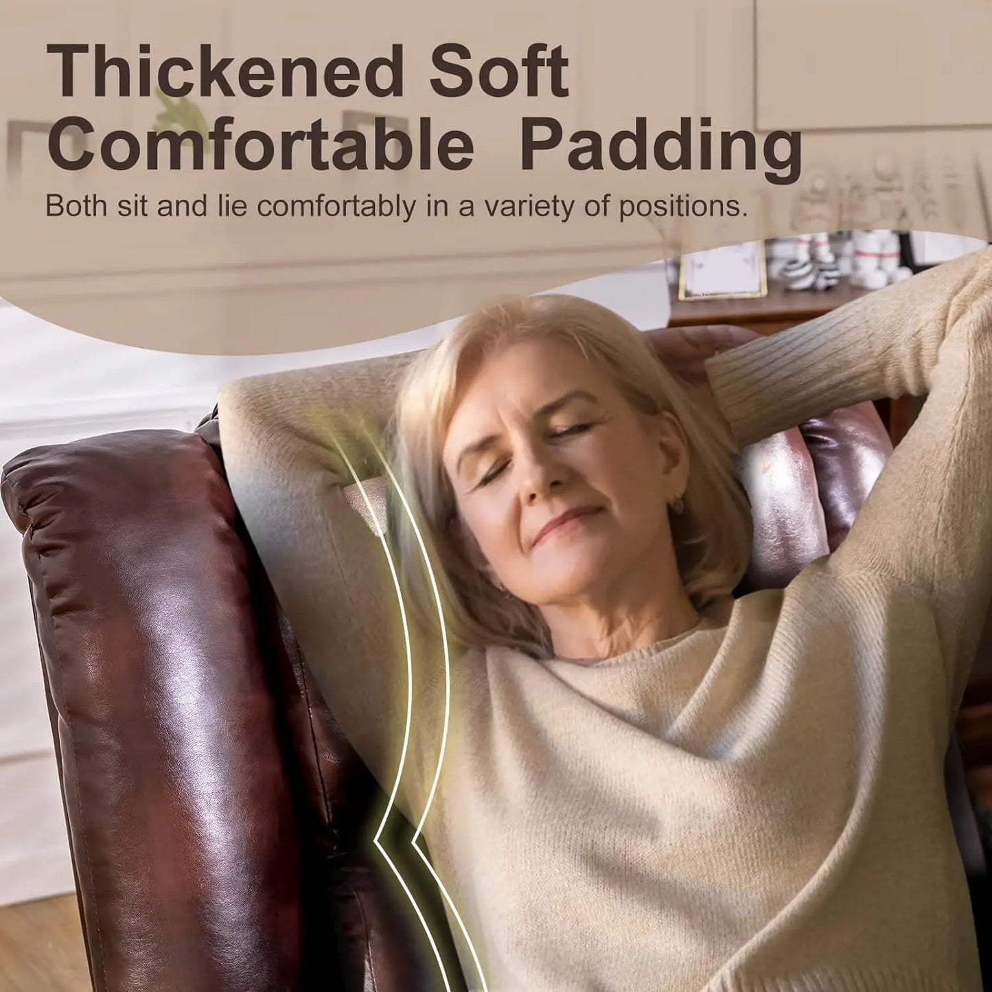 Comhoma Power Lift Recliner for Elderly, Lift Chair with Heat and Massage, Pu Recliner Sofa with Cup Holder