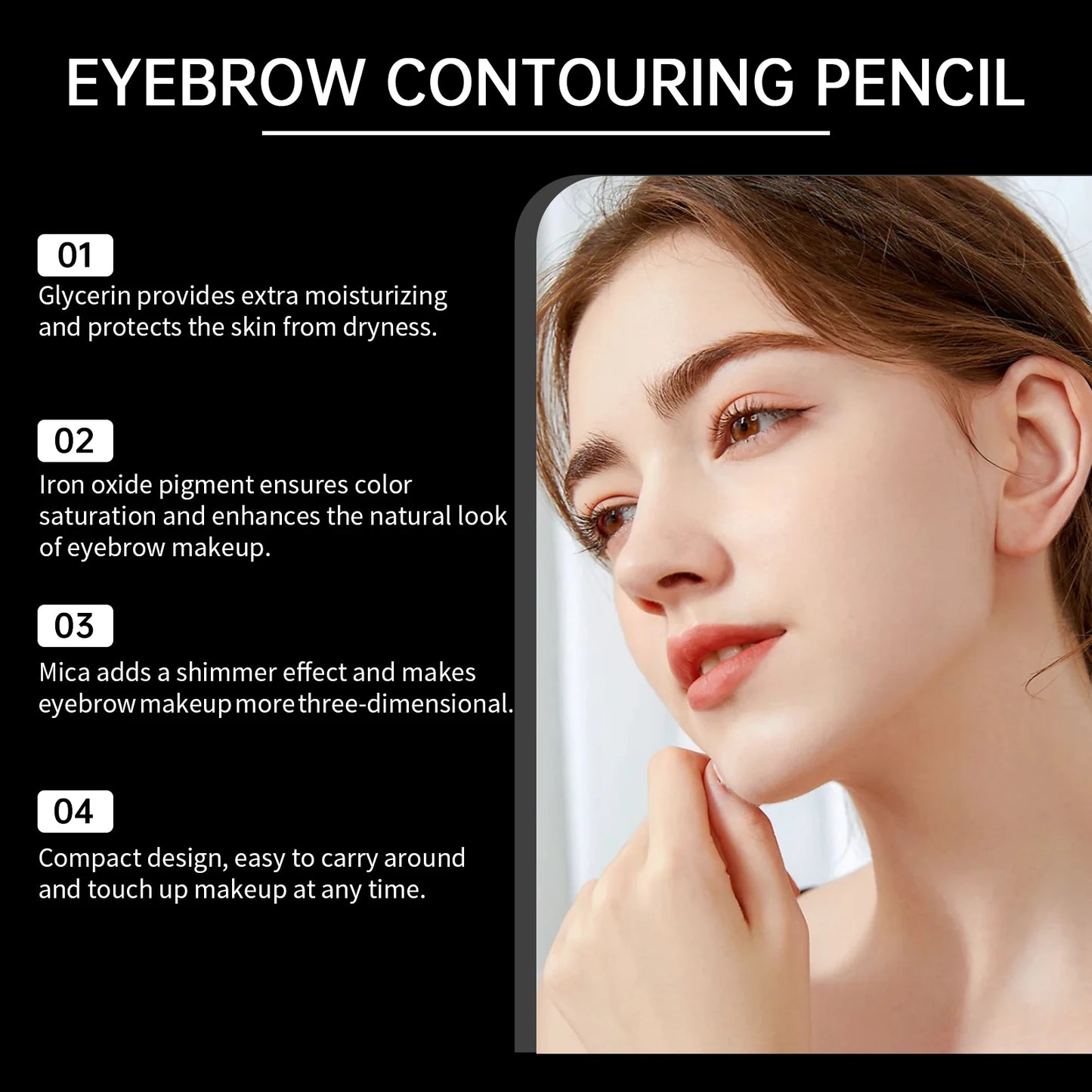 EELHOPE 4-Forks Eyebrow Pencil Natural Brown/Black Long-Lasting Waterproof Sweatproof Eye Makeup Beauty Eye Brow Pen Full Size
