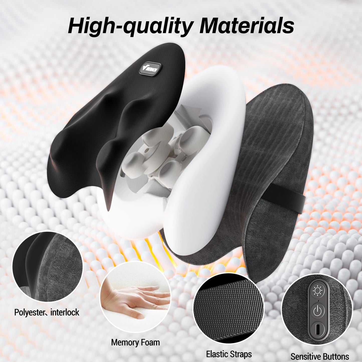 MERACH Back Massager Heated Support Pillow with 4 Shiatsu Massage Heads Memory Foam Cordless Use for Office Car or Home Chair