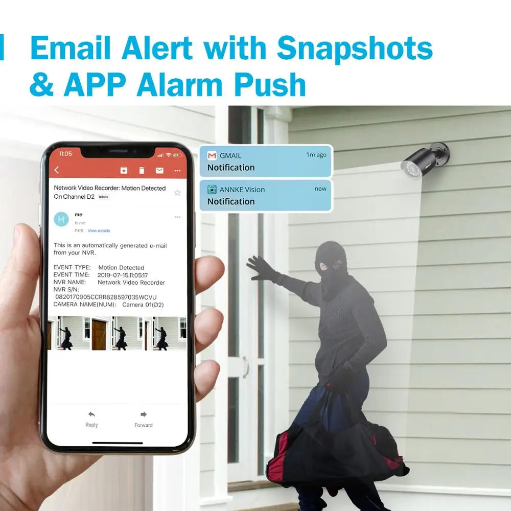 ANNKE 4PCS 1080P Surveillance Cameras 2MP IP66 Waterproof Indoor Outdoor CCTV Camera Kit 30m Night Vision with Smart IR Cam