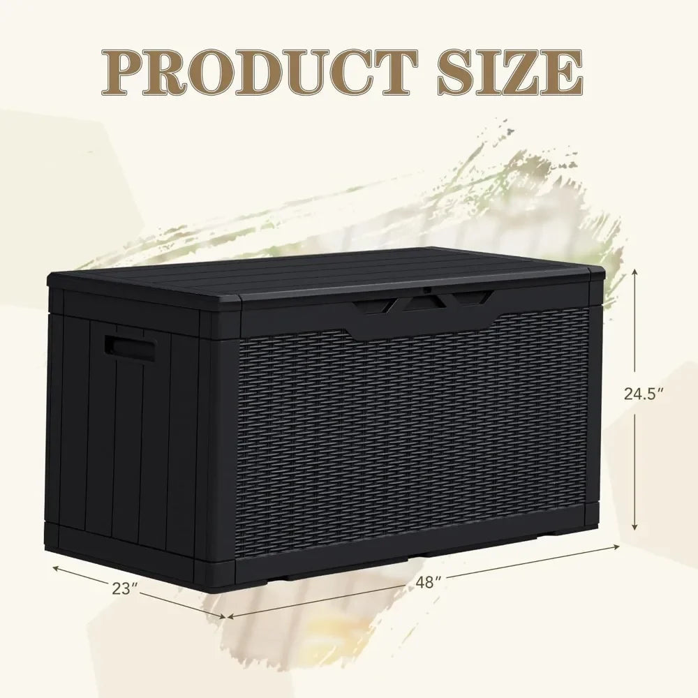 New arrivals 100 Gallon Resin Deck Box,Outdoor Large Storage Box,Weatherproof and UV Resistant,Lockable Storage Container