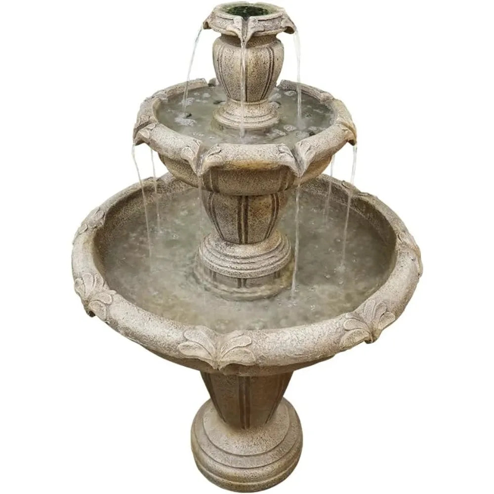 48”Tall Zen Modern Outdoor Fountain with Pump for Garden, Patio, Backyard,Deck,Lawn, Porch, 3-Tiered Pagoda Garden Fountain Out