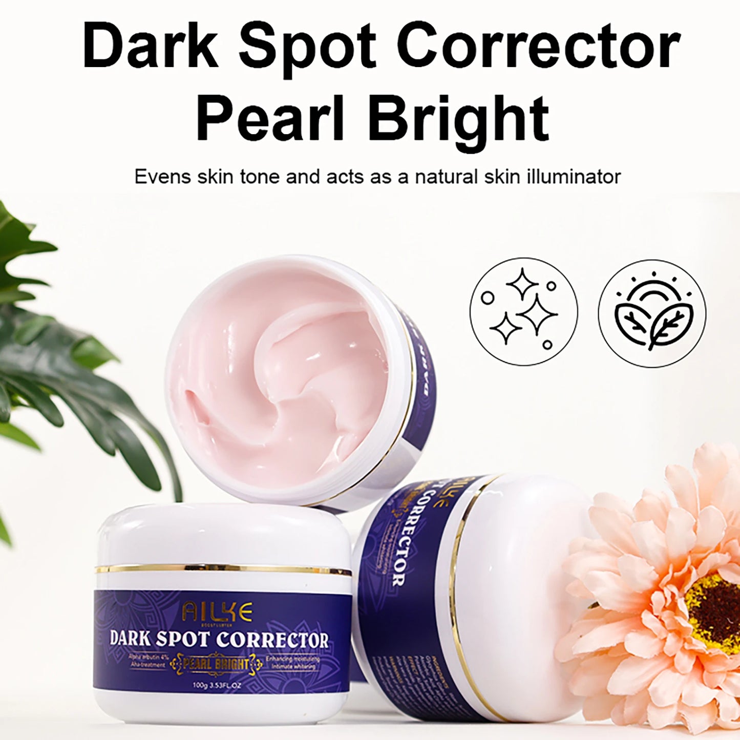 AILKE Double Glutathione Dark Spots Remover Face Cream for Armpit Elbows Legs White Spots Age Spots Sun Spots and Freckles