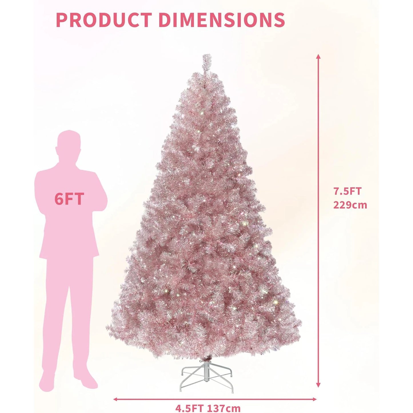 4.5Ft/6Ft/7.5Ft Christmas Tree Artificial Xmas Tree With Sturdy Metal Stand Realistic Branch Tips Xmas Holiday Decoration
