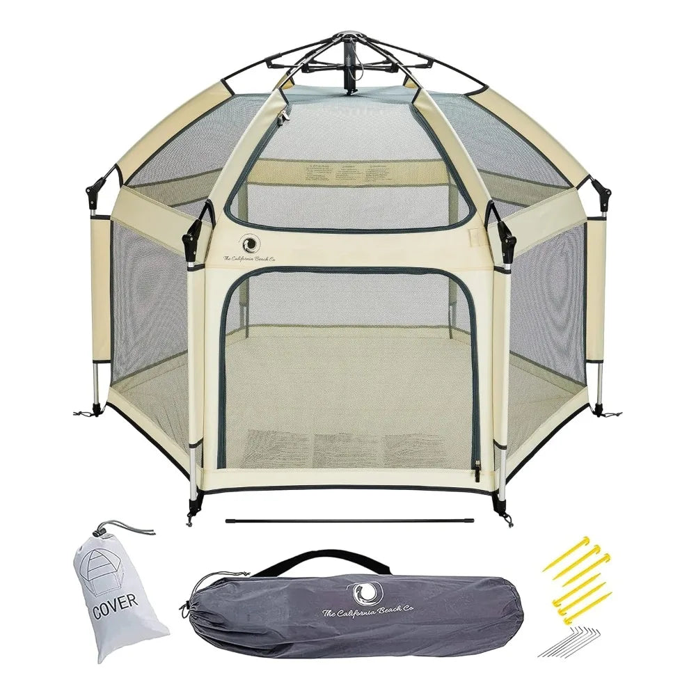 Indoor & Outdoor Baby Playpen for Babies and Toddlers - Baby Beach Tent, Foldable, Portable W/Canopy, Travel Bag
