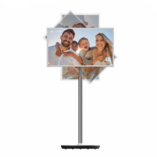 Portable TV 32"4K on Wheels,Smart Wireless Portable Monitor with Touch Screen,Android System,Built in Battery and Remote Control