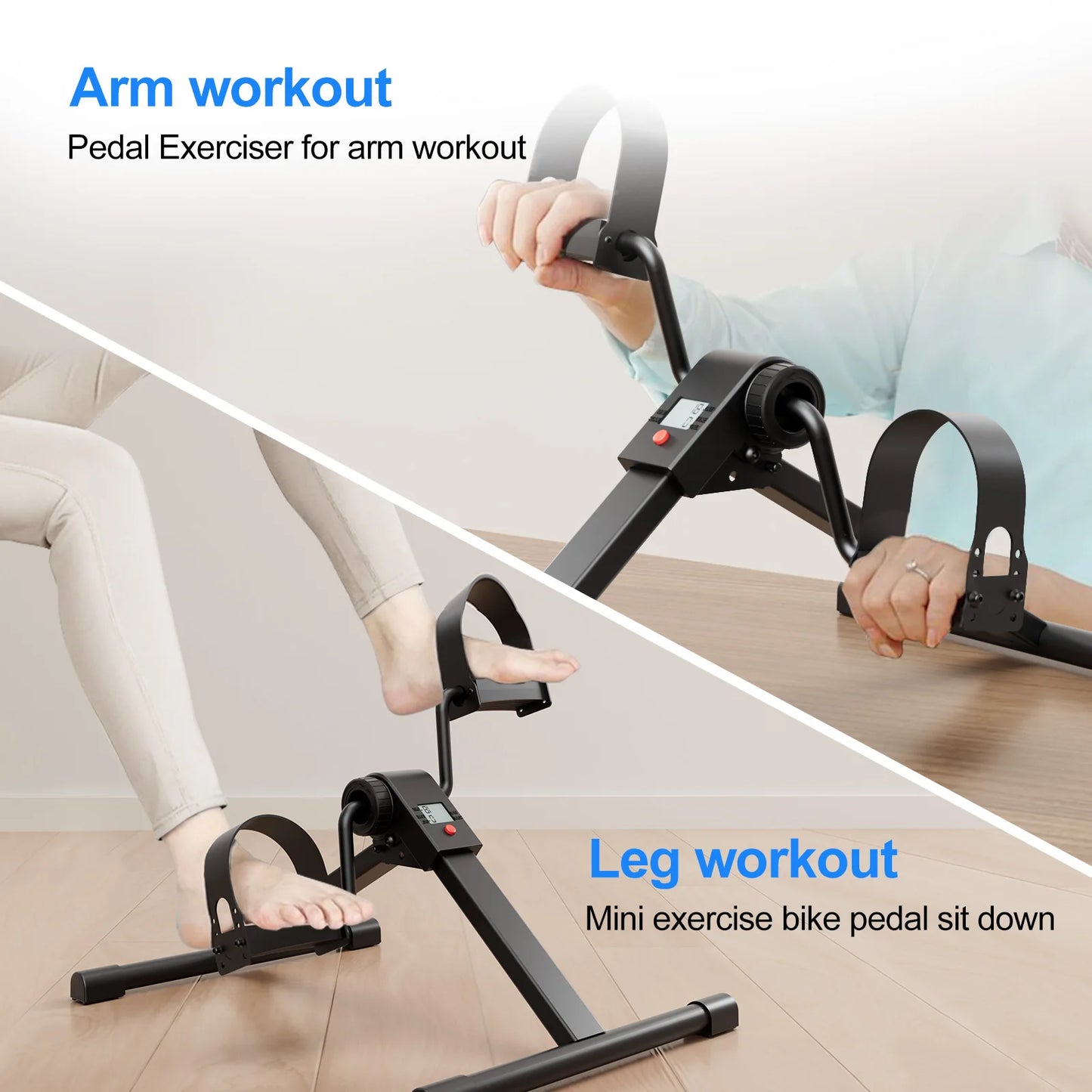 Under Desk Bike Pedal Mini Exercise Bike with Electronic Display for Indoor Leg and Arm Recovery  Folding Pedal Exerciser