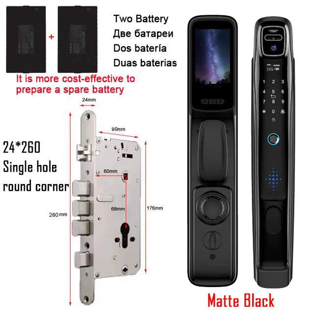 Wifi Tuya APP Face Recognition Smart Door Lock With Camera Video Call Voice Intercom Digital Door Lock Automatic Door Lock