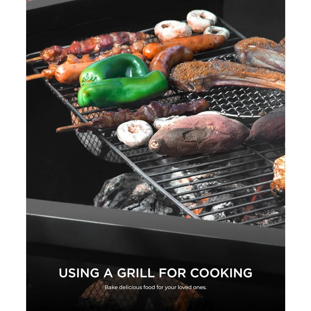 35 inch Fire Pit, Outdoor Fire Pit Wood Burning Fire Pits with Cooking Grill, Large Firepits for Outside Octagonal Heavy Duty Fi