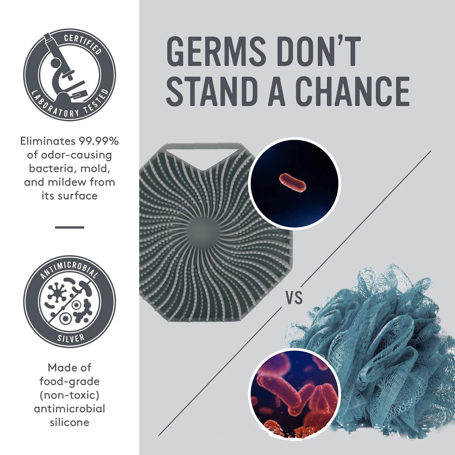 Polygon Silicone Body Scrubber Bath Brush With Ergonomic Handle Portable Shower Massage Cleaning Brush