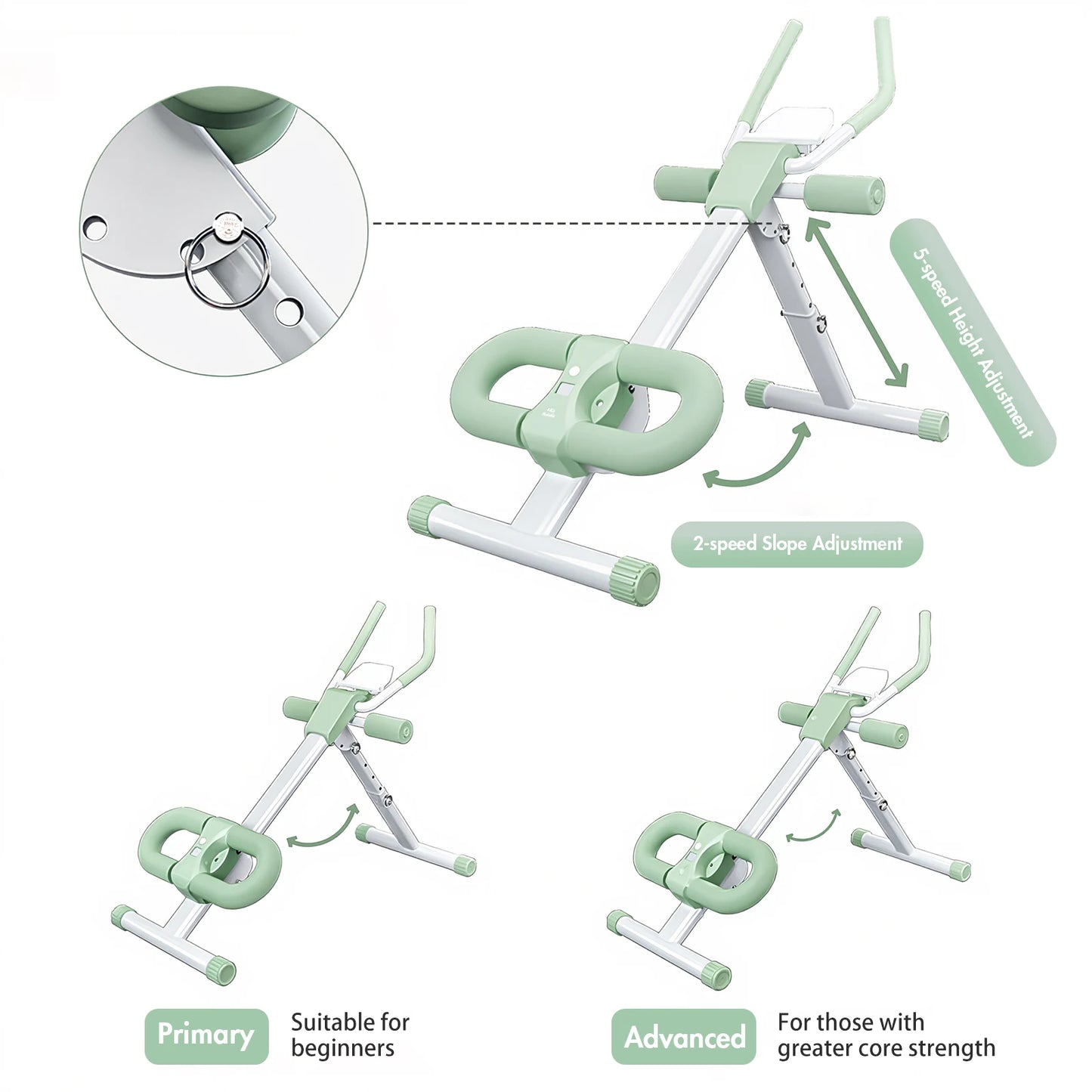 Ab Workout Machine Abdominal Adjustable Folding Crunch Trainer Core Machine Full Body  Equipment for Home Gym