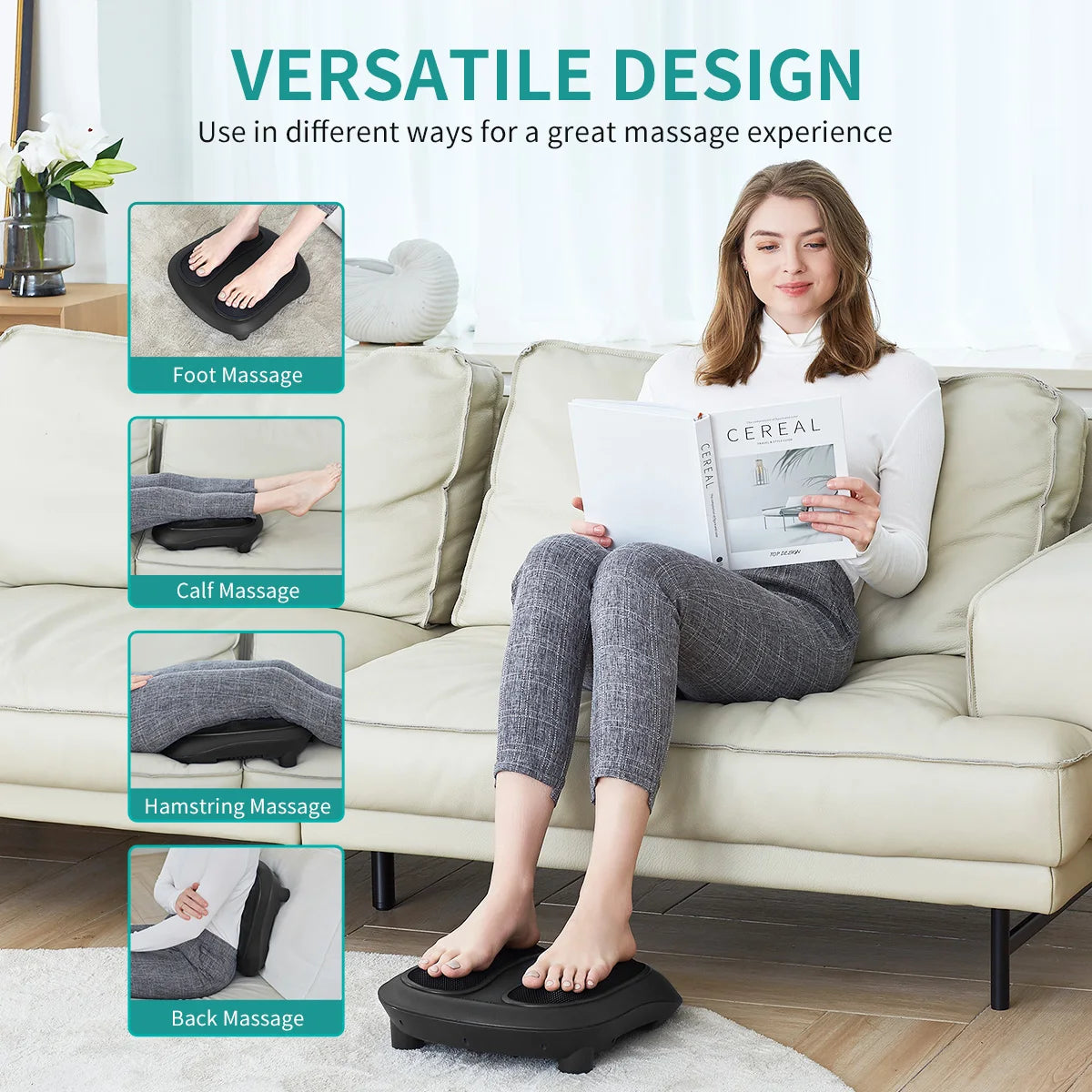 Nekteck Foot Massager with Heat to Relieve Painful Sores, Shiatsu Heated Electric Kneading Foot Massager for Plantar Fasciitis,