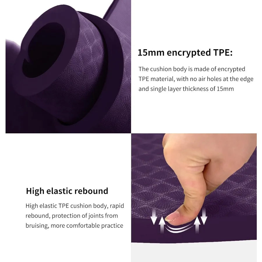 Large Thick Exercise Mat for Fitness Yoga Pilates Stretching and Floor Exercises 15mm 20mm 30mm Cushioning Support for Women an