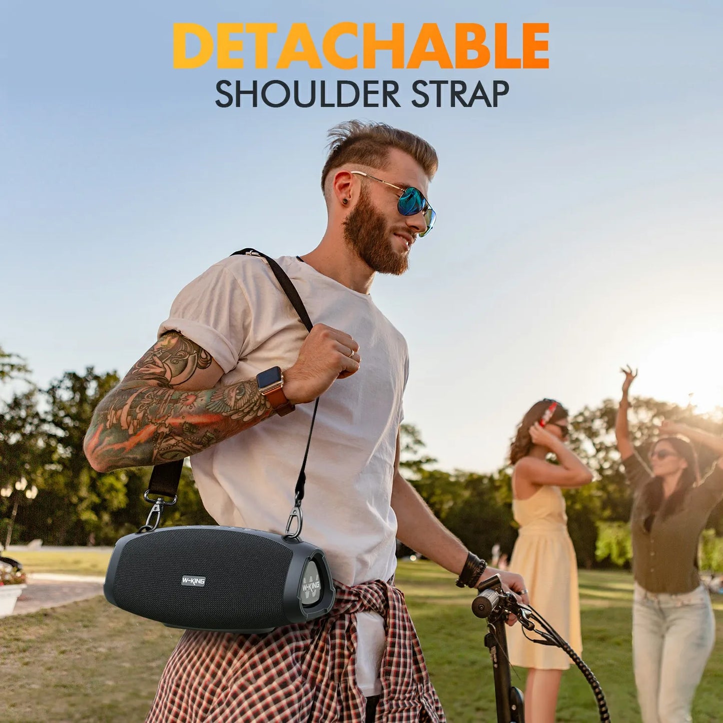 W-KING 70W Waterproof Portable Loud Bluetooth Speaker, Wireless Outdoor Boombox SubwooferTriple Passive Radiators-Deep Bass