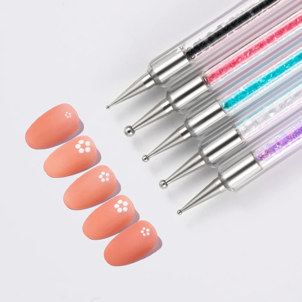 5PCS Stripe Liner Brush Set Nail Painting Pen Dotting Tool Rhinestone Picker Nail Art Accessories for Beauty Health