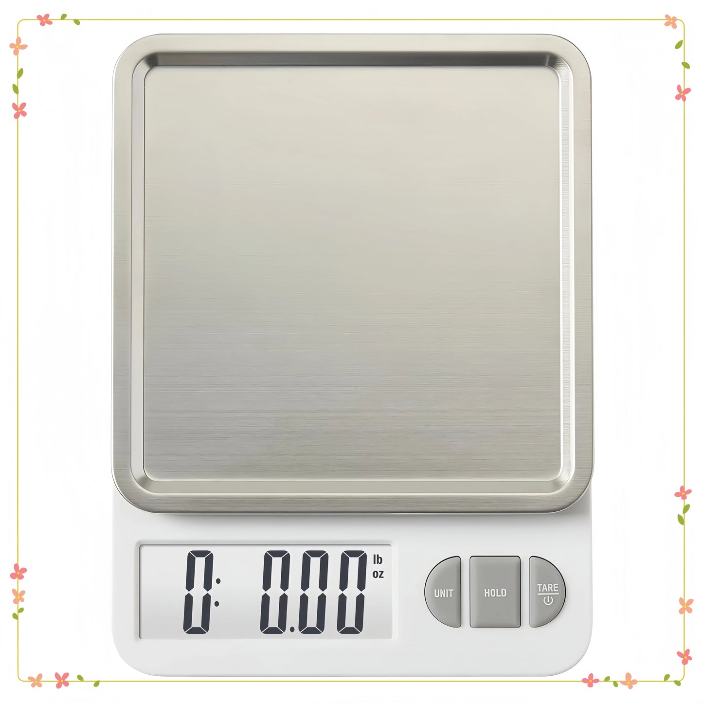 11lb Digital Kitchen Scale White with Removable Stainless Tray, Food Scale for Baking, Cooking & Meal Prep