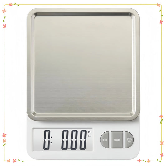 11lb Digital Kitchen Scale White with Removable Stainless Tray, Food Scale for Baking, Cooking & Meal Prep
