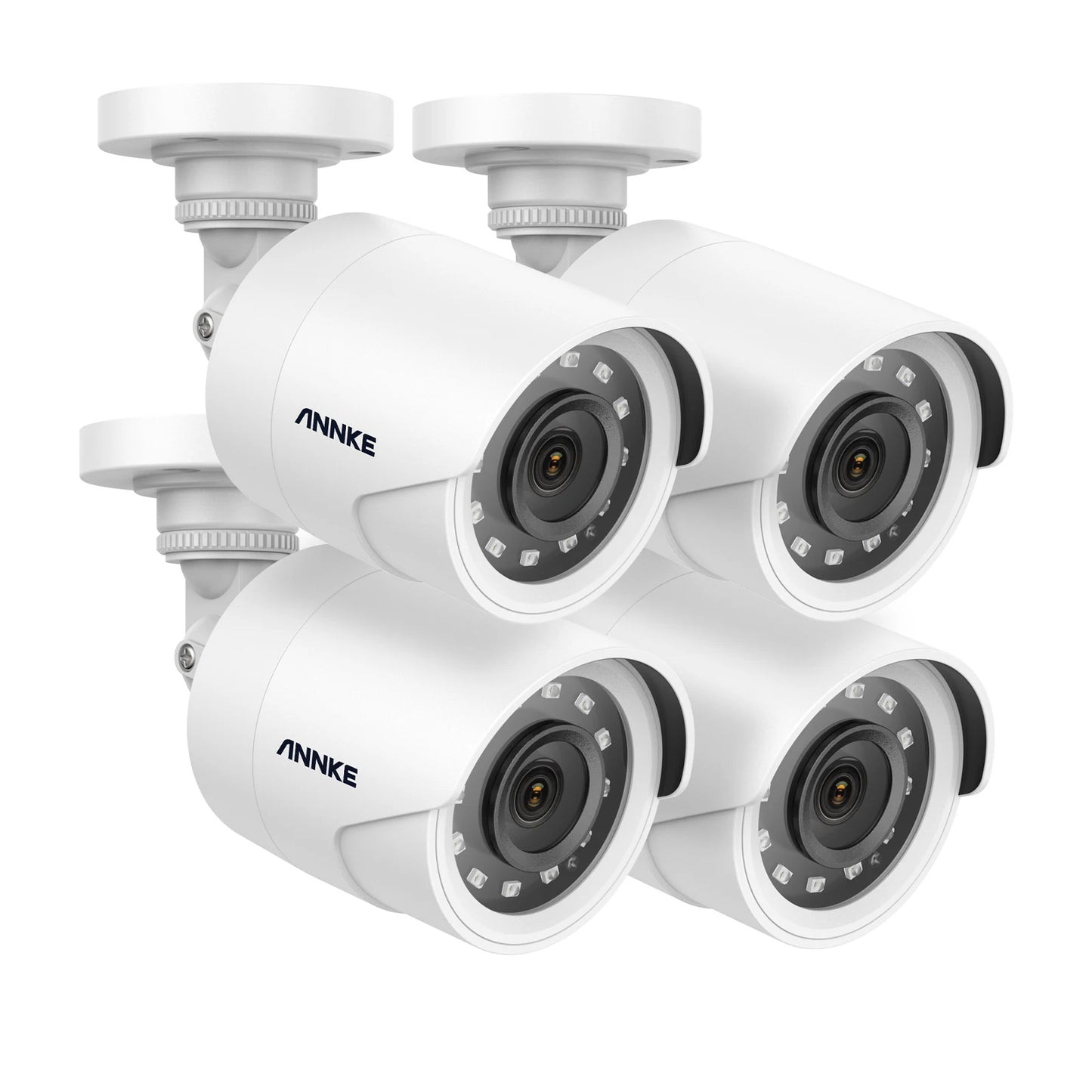 ANNKE 4PCS 1080P Surveillance Cameras 2MP IP66 Waterproof Indoor Outdoor CCTV Camera Kit 30m Night Vision with Smart IR Cam