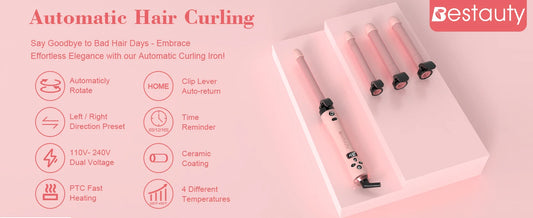 Hair Curler Ceramic Curling Iron Wand Set With Interchangeable Ceramic Barrel & Hair Clip & Heat Protective Glove Hair Curler