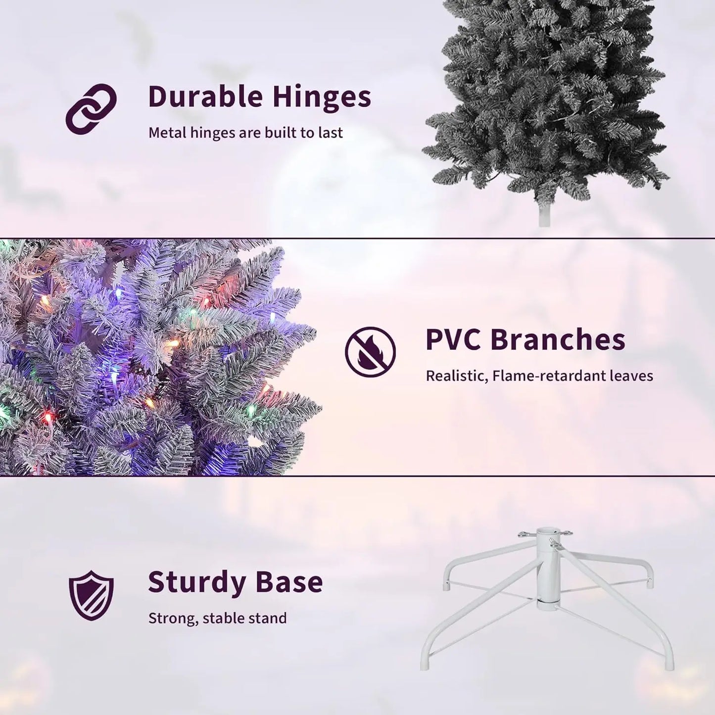 6Ft 7.5FT Prelit Christmas Tree with Lights Slim Artificial Halloween Tree Fake Pencil Tree Automatic Branches For Holiday Decor