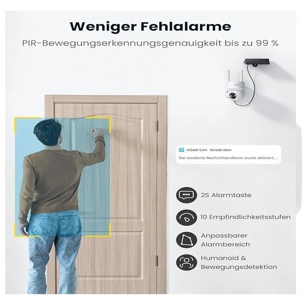 ieGeek  2K 3MP WiFi Security Cameras Wireless Outdoor,  for Home Surveillance, 360 PTZ Battery Powered Cam with Solar Panel