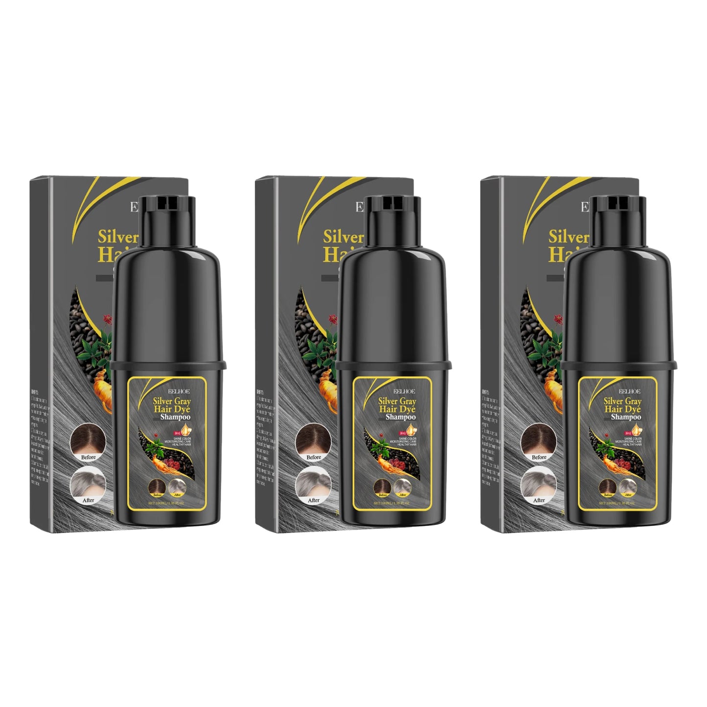 3-in-1 Hair Dyeing Shampoo Rapid Hair Dyeing Repair Dry Cleaning Nourishing Hair Roots Restoration Hair Coloring Black Shampoo