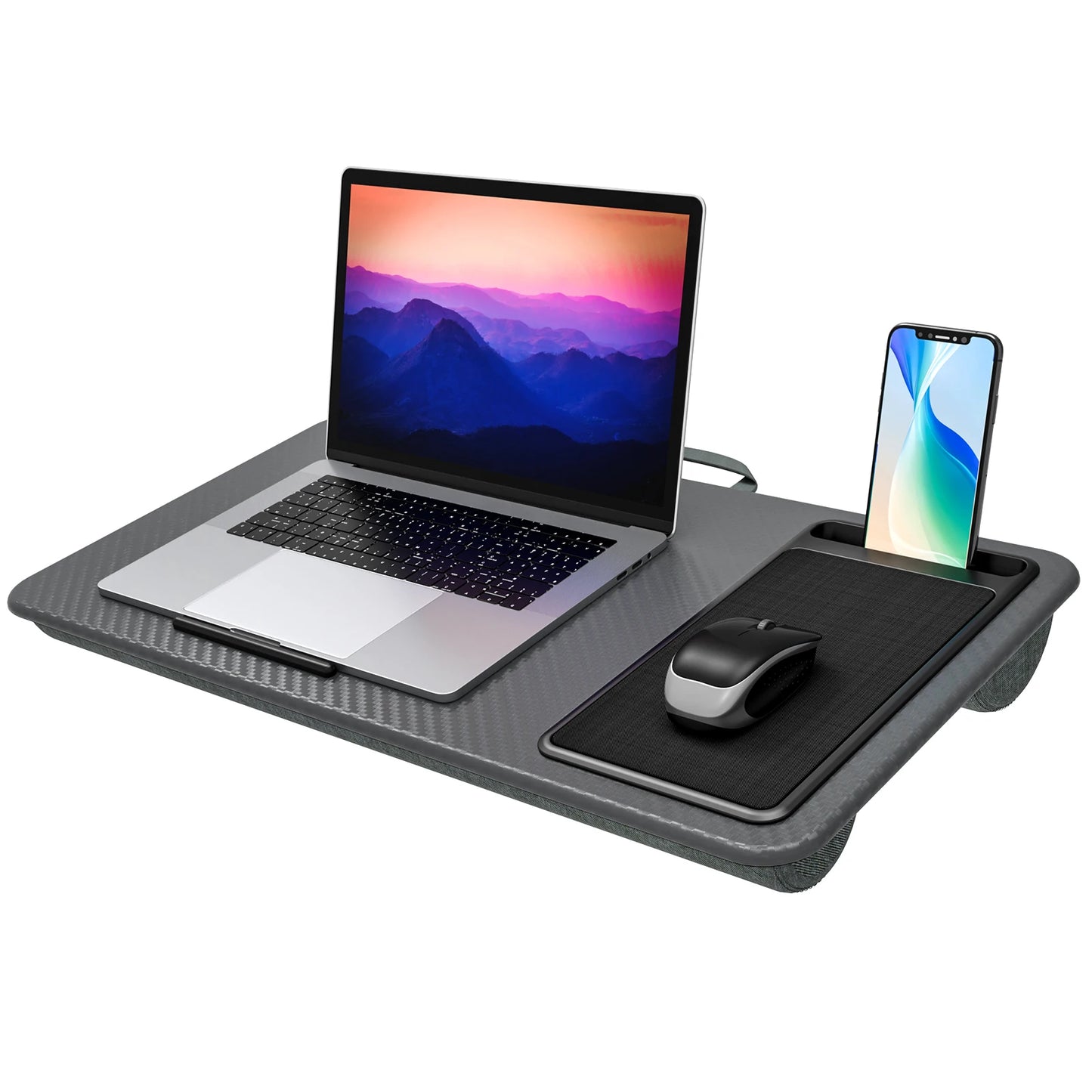 Lap Desk Home Office Pro Mouse Pad and Phone Holder 21.1x12inch Anti-Slip Strip PORTABLE LIGHTWEIGHT for Bed Sofa Couch Travel