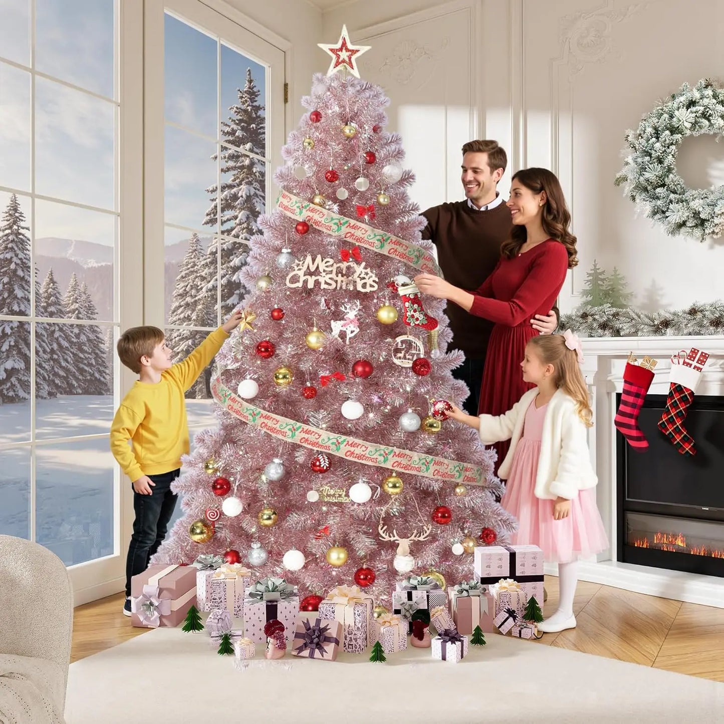 4.5Ft/6Ft/7.5Ft Christmas Tree Artificial Xmas Tree With Sturdy Metal Stand Realistic Branch Tips Xmas Holiday Decoration