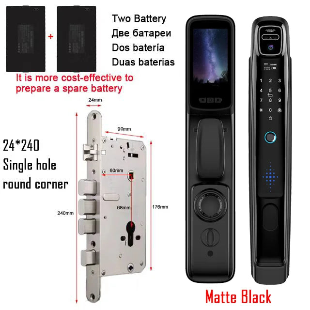 Wifi Tuya APP Face Recognition Smart Door Lock With Camera Video Call Voice Intercom Digital Door Lock Automatic Door Lock