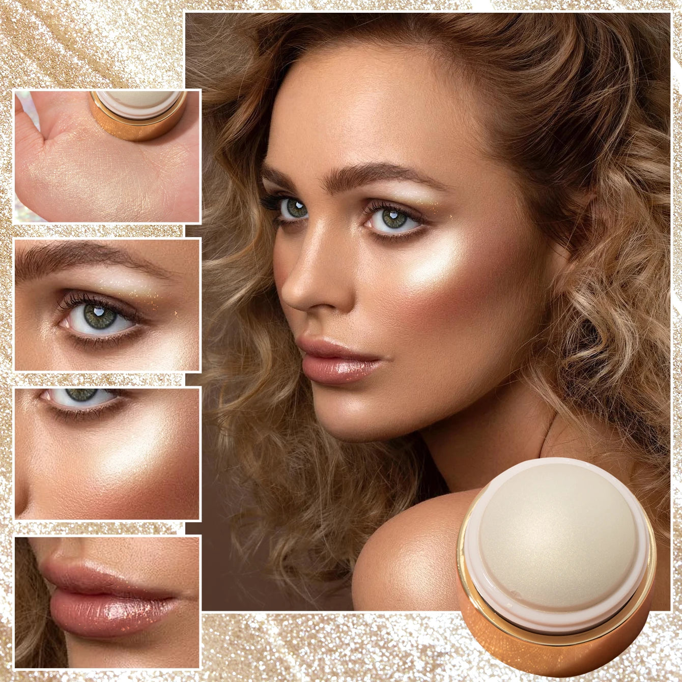 Cream blush ball,High-Pigment Formula,Semi-Matte & Powder Finish,Blendable Color blush Highlight stick for Eyes,Lips&Cheeks